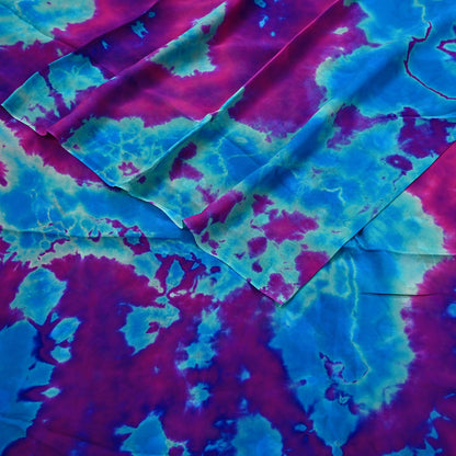 Indian Vintage Purple & Blue Saree Pure Georgette Silk Leheria Tie-dye Printed Sari Craft Fabric Sewing 5Yard Soft Light Sari Dress Making