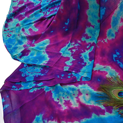 Indian Vintage Purple & Blue Saree Pure Georgette Silk Leheria Tie-dye Printed Sari Craft Fabric Sewing 5Yard Soft Light Sari Dress Making
