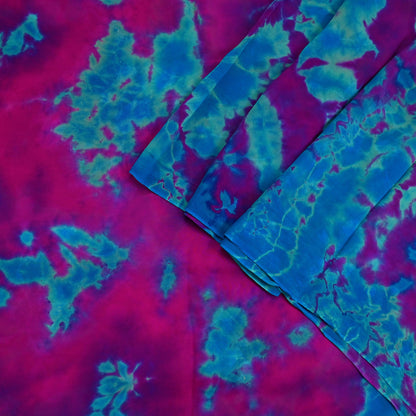 Indian Vintage Purple & Blue Saree Pure Georgette Silk Leheria Tie-dye Printed Sari Craft Fabric Sewing 5Yard Soft Light Sari Dress Making