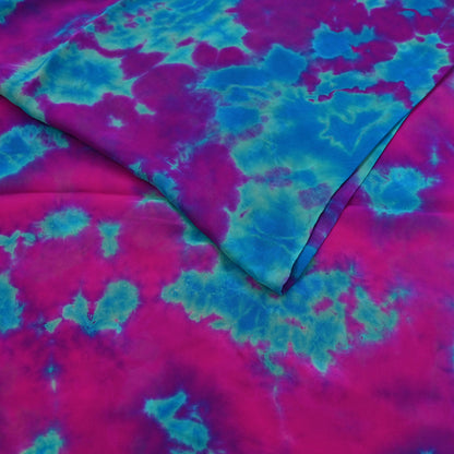 Indian Vintage Purple & Blue Saree Pure Georgette Silk Leheria Tie-dye Printed Sari Craft Fabric Sewing 5Yard Soft Light Sari Dress Making