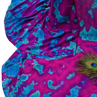 Indian Vintage Purple & Blue Saree Pure Georgette Silk Leheria Tie-dye Printed Sari Craft Fabric Sewing 5Yard Soft Light Sari Dress Making