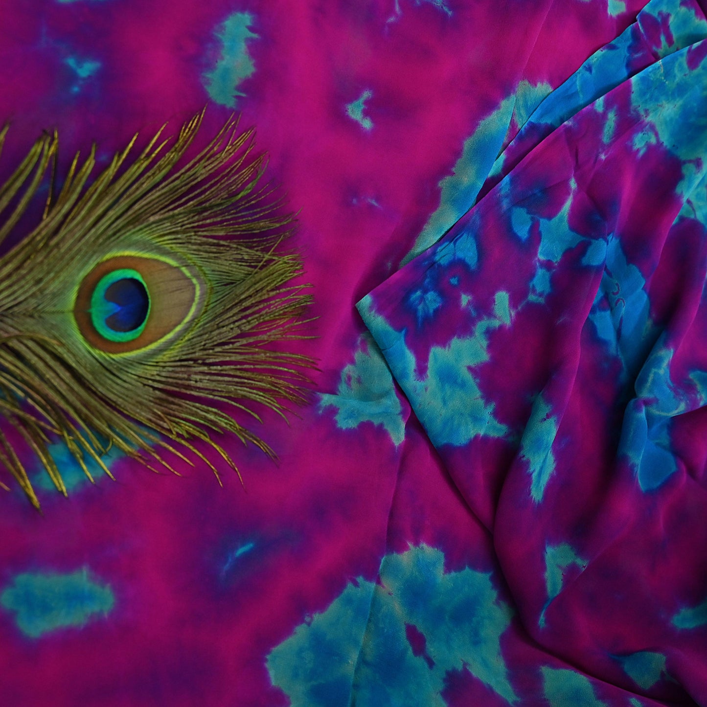 Indian Vintage Purple & Blue Saree Pure Georgette Silk Leheria Tie-dye Printed Sari Craft Fabric Sewing 5Yard Soft Light Sari Dress Making