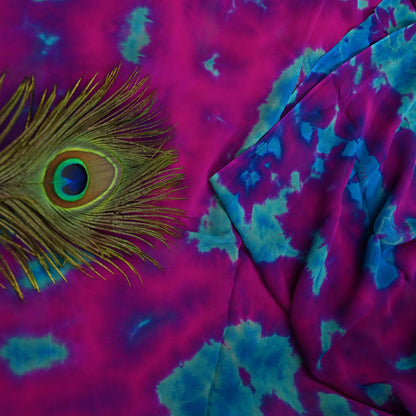 Indian Vintage Purple & Blue Saree Pure Georgette Silk Leheria Tie-dye Printed Sari Craft Fabric Sewing 5Yard Soft Light Sari Dress Making