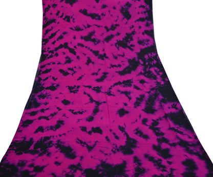 Indian Vintage Pink & Black Saree Pure Georgette Silk Leheria Tie-dye Printed Sari Craft Fabric Sewing 5Yd Soft Light Sari Dress Making