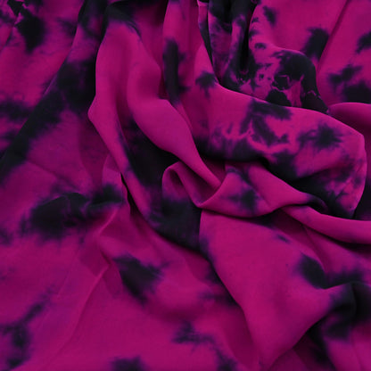 Indian Vintage Pink & Black Saree Pure Georgette Silk Leheria Tie-dye Printed Sari Craft Fabric Sewing 5Yd Soft Light Sari Dress Making