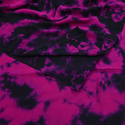 Indian Vintage Pink & Black Saree Pure Georgette Silk Leheria Tie-dye Printed Sari Craft Fabric Sewing 5Yd Soft Light Sari Dress Making