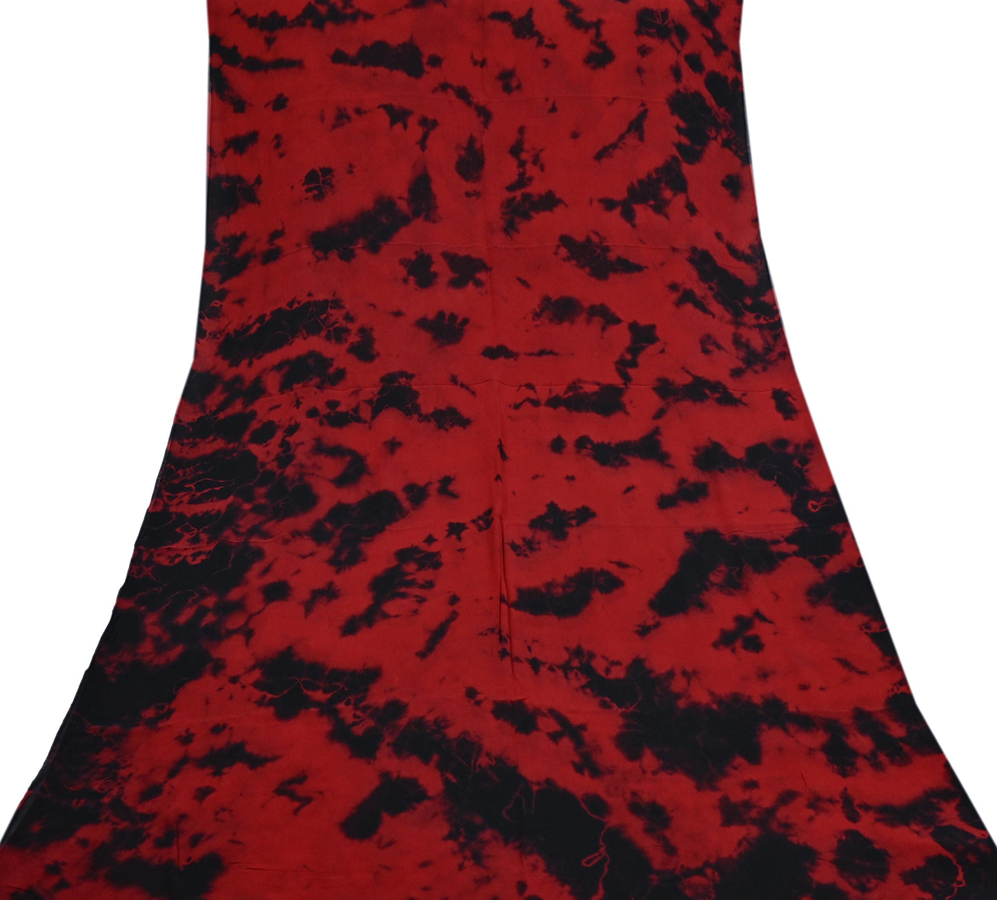 Indian Vintage Red & Black Saree Pure Georgette Silk Leheria Tie-dye Printed Sari Craft Fabric Sewing 5Yd Soft Light Sari Dress Making