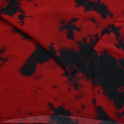 Indian Vintage Red & Black Saree Pure Georgette Silk Leheria Tie-dye Printed Sari Craft Fabric Sewing 5Yd Soft Light Sari Dress Making
