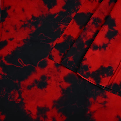 Indian Vintage Red & Black Saree Pure Georgette Silk Leheria Tie-dye Printed Sari Craft Fabric Sewing 5Yd Soft Light Sari Dress Making
