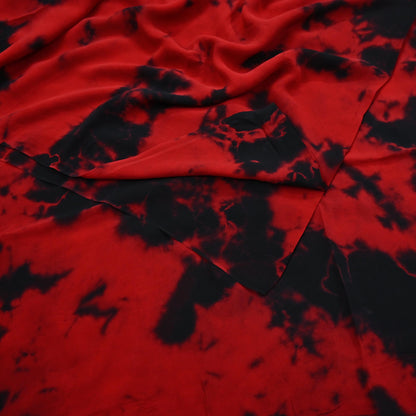 Indian Vintage Red & Black Saree Pure Georgette Silk Leheria Tie-dye Printed Sari Craft Fabric Sewing 5Yd Soft Light Sari Dress Making