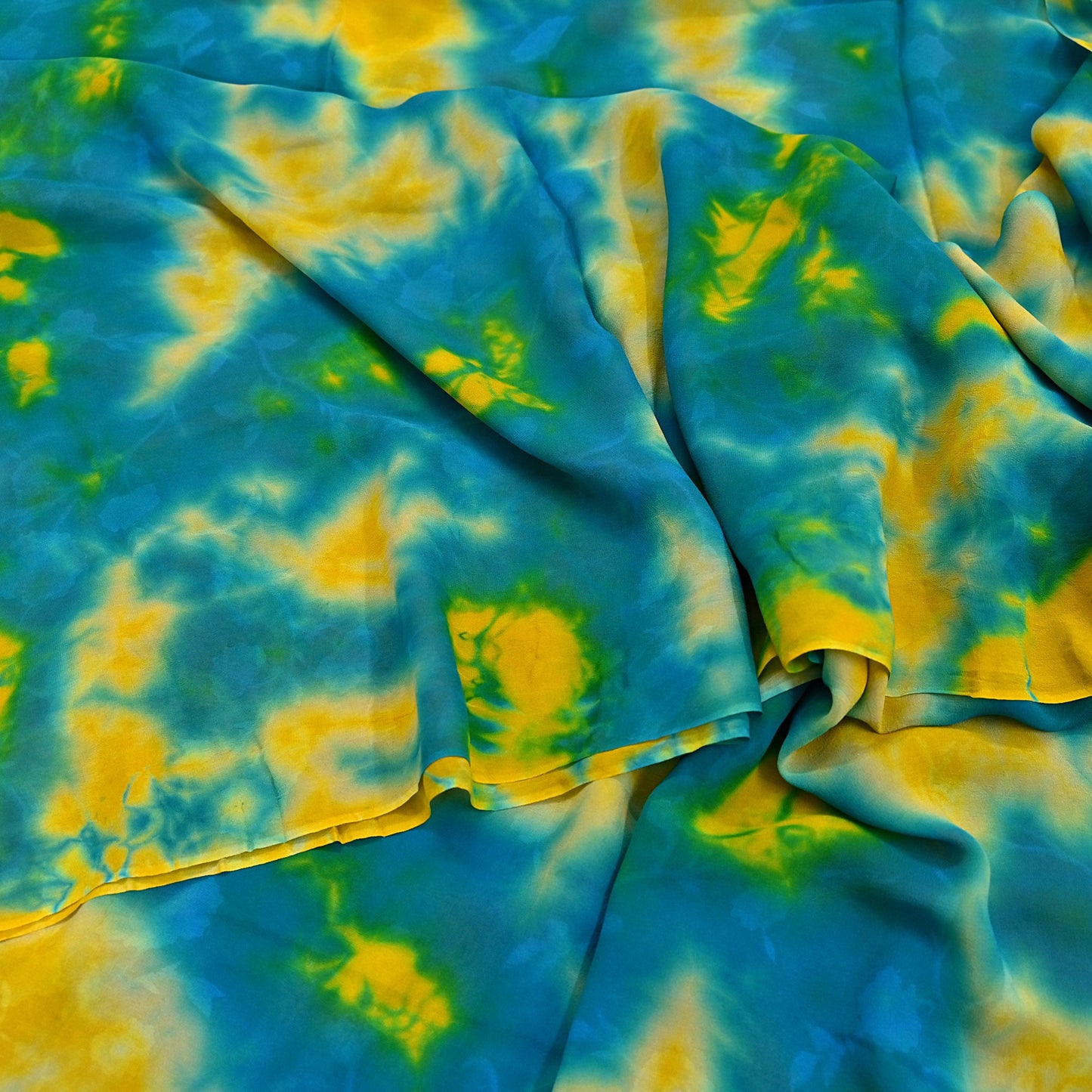 Indian Vintage Green & yellow Saree Pure Georgette Silk Leheria Tie-dye Printed Sari Craft Fabric Sewing 5Yard Soft Light Sari Dress Making
