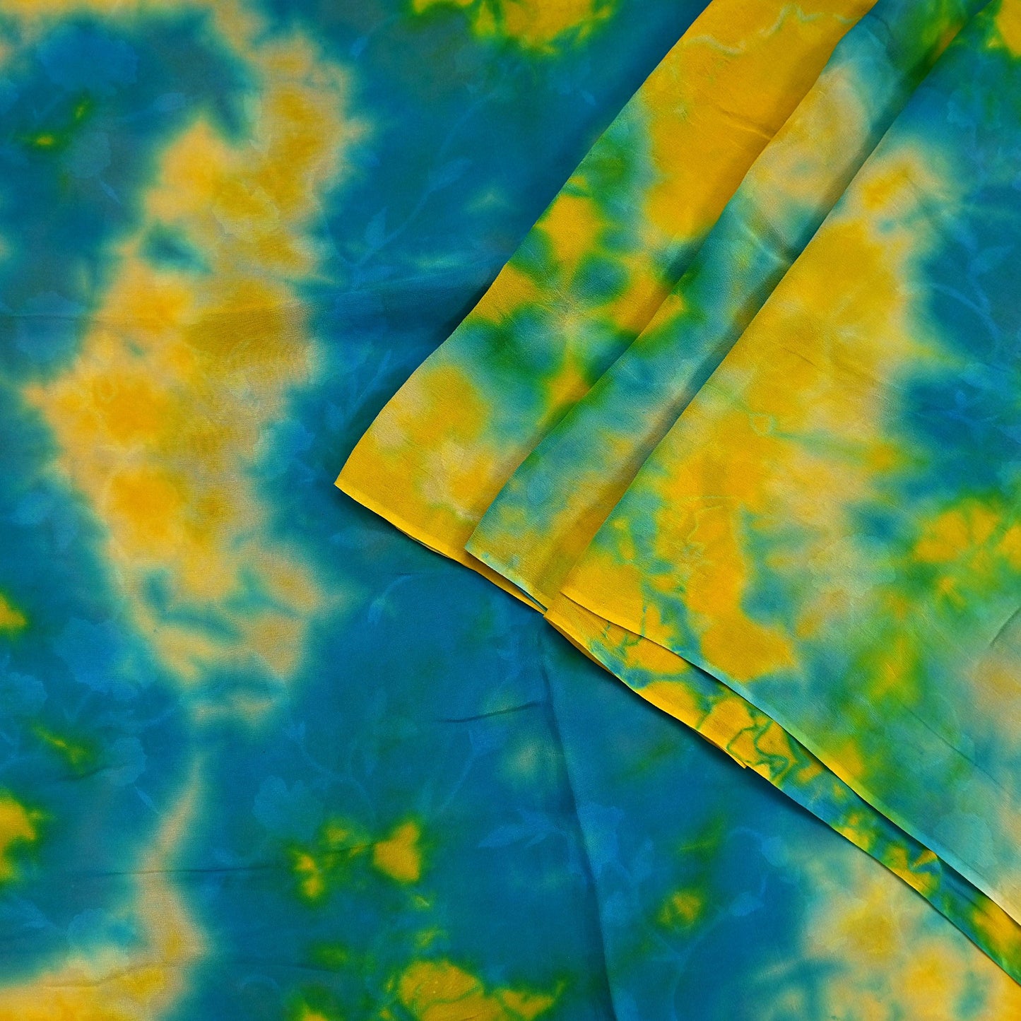 Indian Vintage Green & yellow Saree Pure Georgette Silk Leheria Tie-dye Printed Sari Craft Fabric Sewing 5Yard Soft Light Sari Dress Making