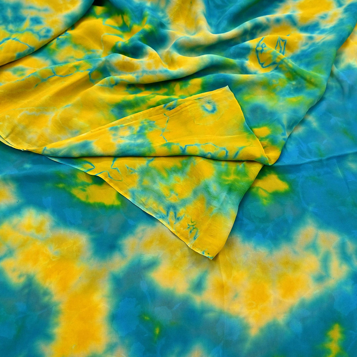 Indian Vintage Green & yellow Saree Pure Georgette Silk Leheria Tie-dye Printed Sari Craft Fabric Sewing 5Yard Soft Light Sari Dress Making