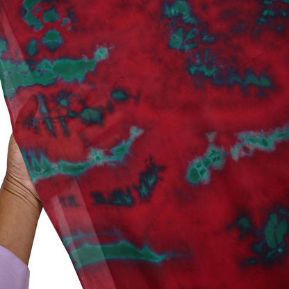 Indian Vintage Green & Red Saree Pure Georgette Silk Leheria Tie-dye Printed Sari Craft Fabric Sewing 5Yard Soft Light Sari Dress Making