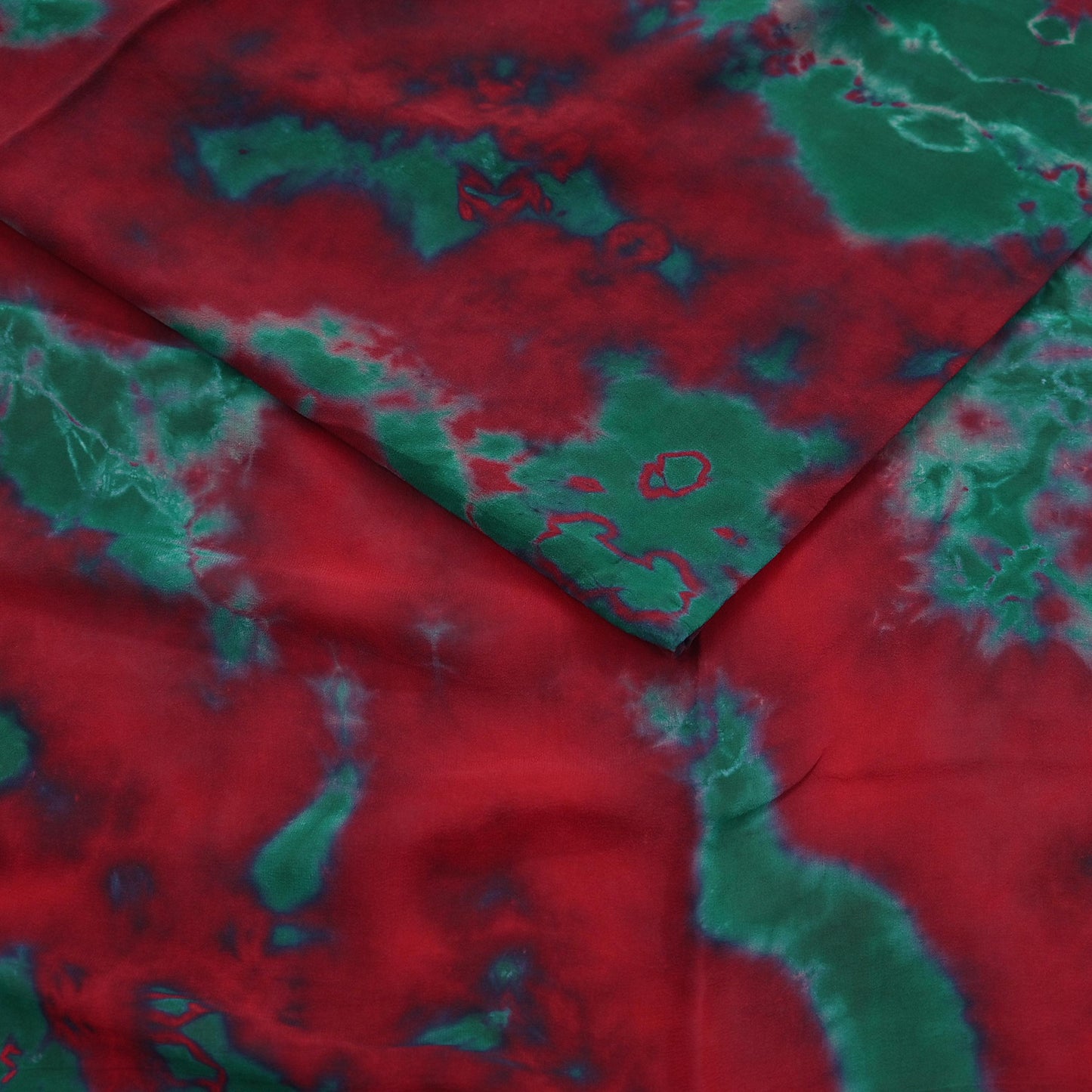 Indian Vintage Green & Red Saree Pure Georgette Silk Leheria Tie-dye Printed Sari Craft Fabric Sewing 5Yard Soft Light Sari Dress Making