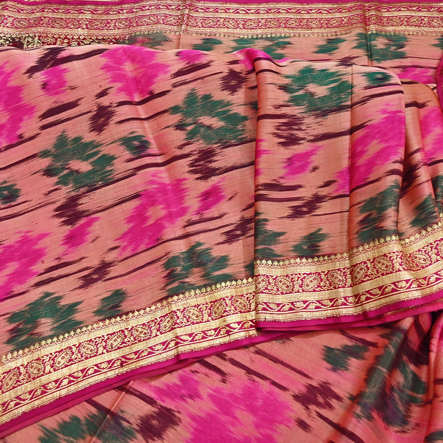 Indian Vintage Multi & Peach Heavy Wedding Saree Pure Satin Silk Woven Brocade Banarasi Sarees Sari Fabric Golden Zari 5Yd