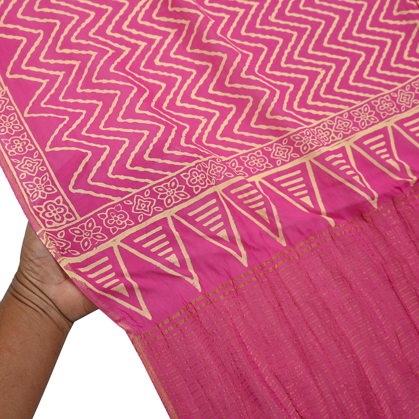 Indian Vintage PInk Dupatta Long Stole Woven Pure Cotton Indian Scarves Veil Golden Zari Soft Fringes