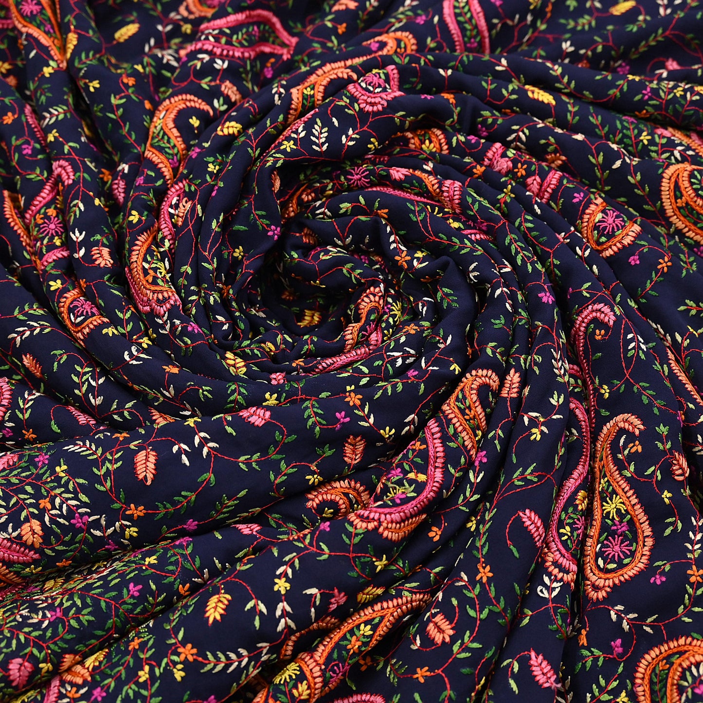 Indian Vintage Heavy Sari Blue Pure Georgette Silk Hand Embroidered Sozni Sarees Craft Fabric 5Yd Sewing Dress making Wedding sari