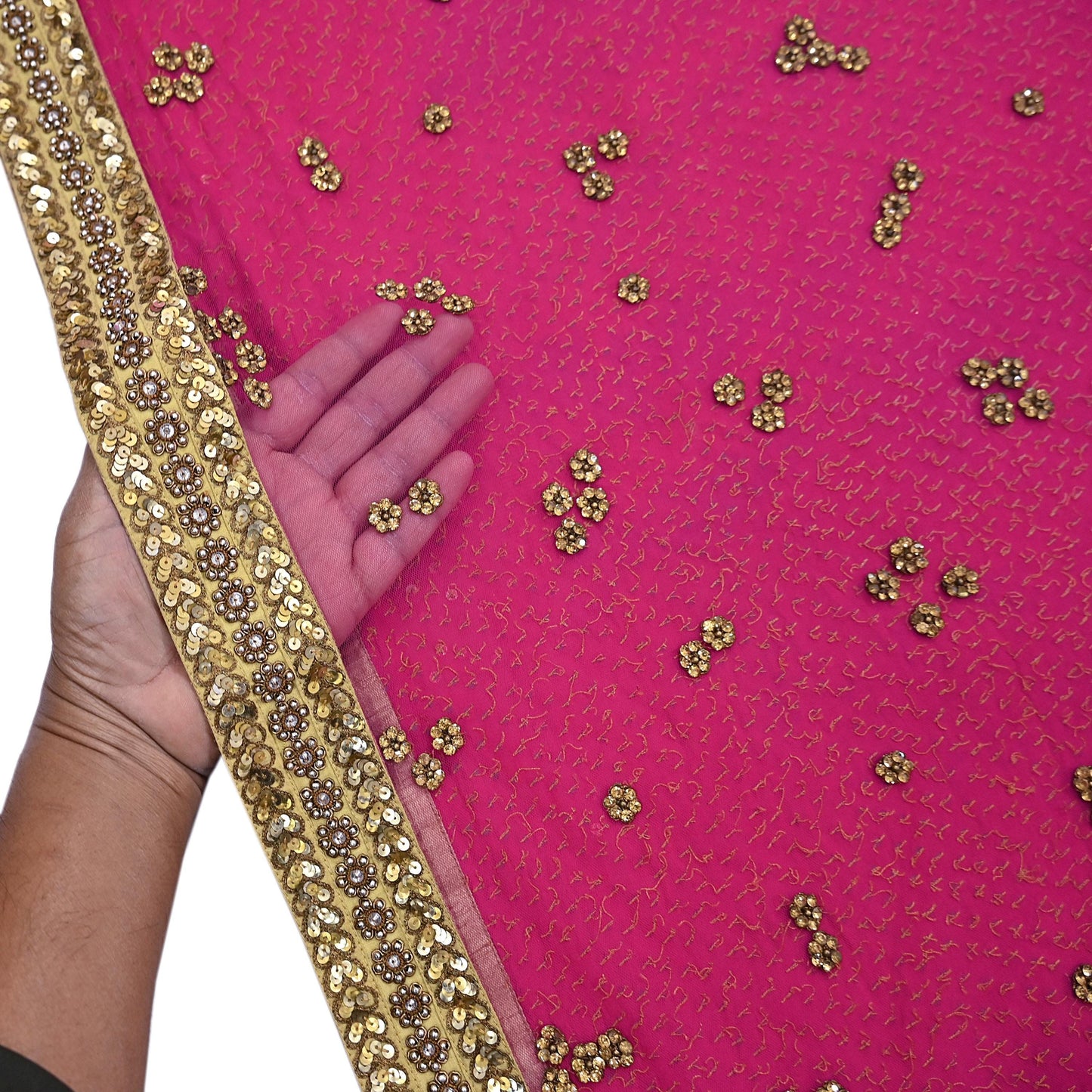 Indian Vintage Sari Rani Pink pure georgette silk Hand Embroidered Designer Sabyasachi Lehenga Sarees Ethnic Wedding Sarees 6yd