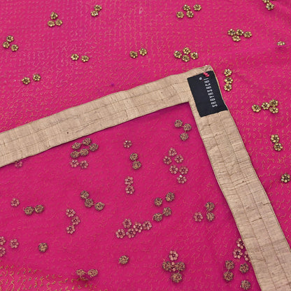 Indian Vintage Sari Rani Pink pure georgette silk Hand Embroidered Designer Sabyasachi Lehenga Sarees Ethnic Wedding Sarees 6yd
