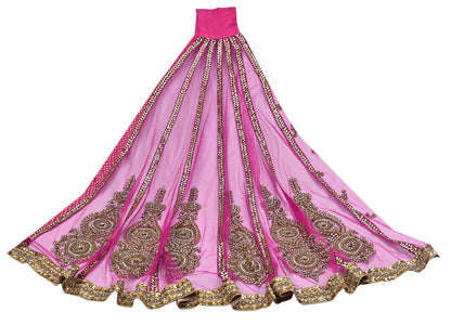 Indian Vintage Sari Rani Pink pure georgette silk Hand Embroidered Designer Sabyasachi Lehenga Sarees Ethnic Wedding Sarees 6yd