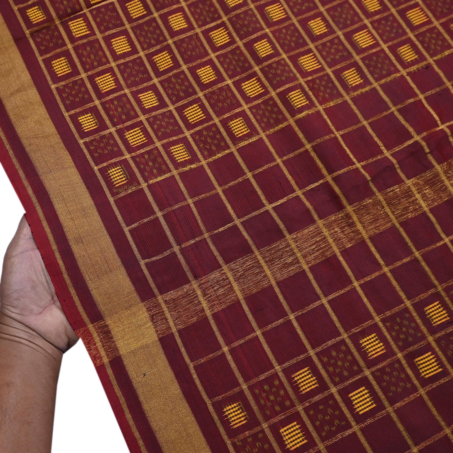 Vintage Maroon Rajkot Patola Saree Pure Silk Single Ikat Handwoven Indian Sari 5Yd Craft Fabric Zari Border Dress Making
