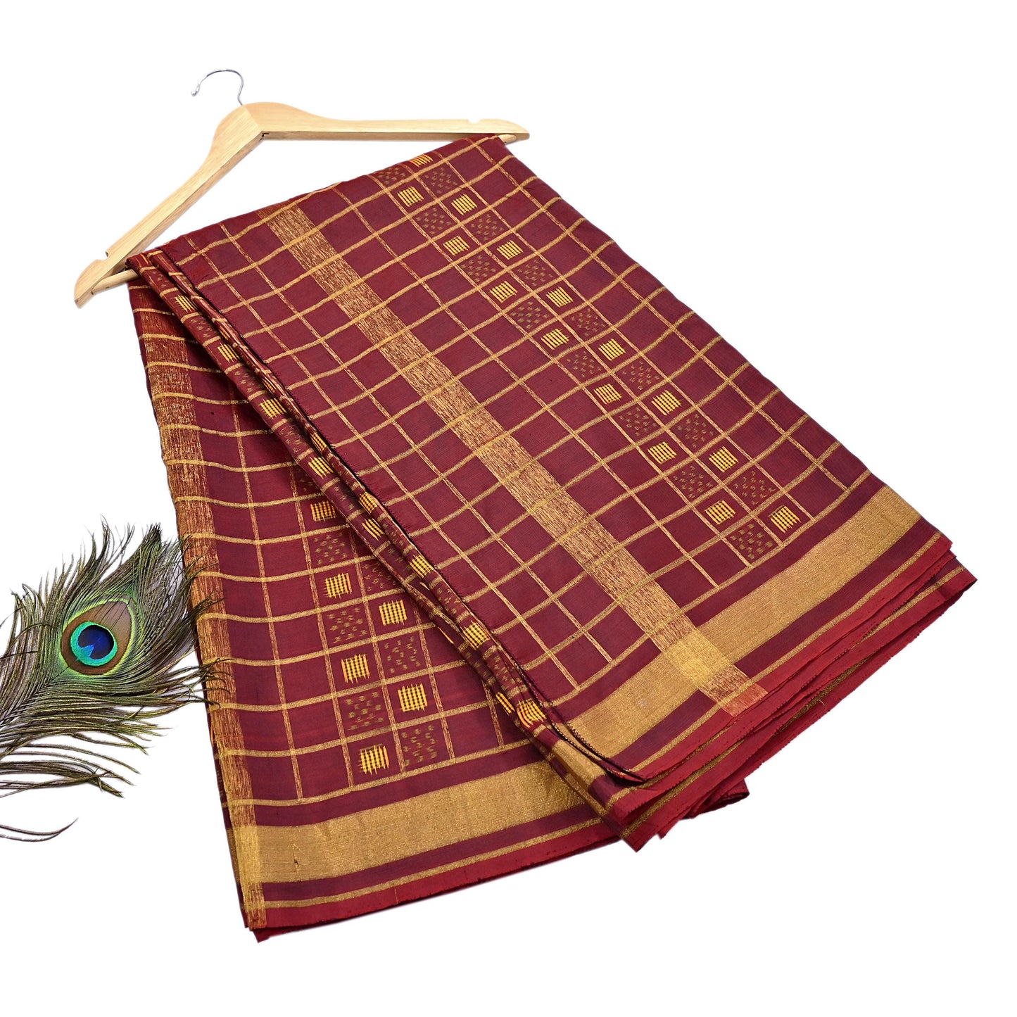Vintage Maroon Rajkot Patola Saree Pure Silk Single Ikat Handwoven Indian Sari 5Yd Craft Fabric Zari Border Dress Making