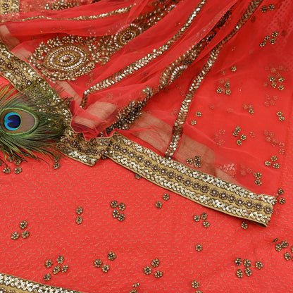 Indian Vintage Sari Orange pure georgette silk Hand Embroidered Designer Sabyasachi Lehenga Sarees Ethnic Wedding Sarees 6yd