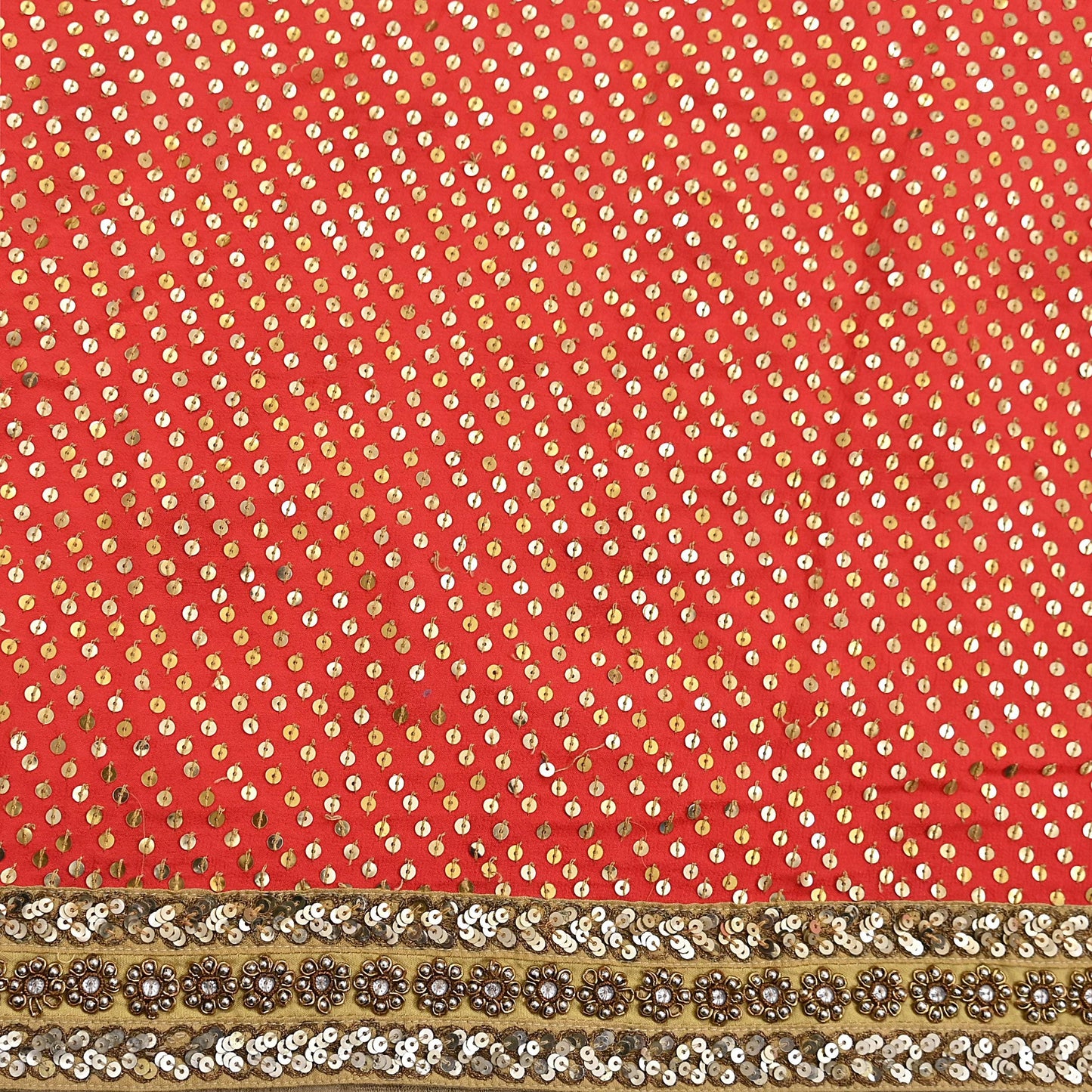 Indian Vintage Sari Orange pure georgette silk Hand Embroidered Designer Sabyasachi Lehenga Sarees Ethnic Wedding Sarees 6yd