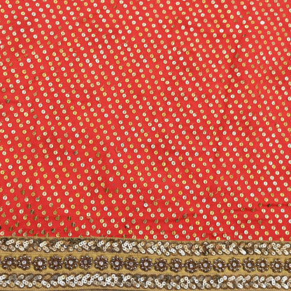 Indian Vintage Sari Orange pure georgette silk Hand Embroidered Designer Sabyasachi Lehenga Sarees Ethnic Wedding Sarees 6yd
