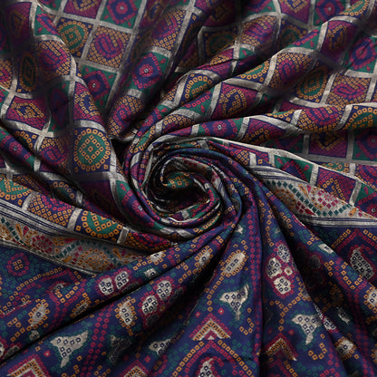 Indian Vintage Sari Blue Heavy Wedding Pure Silk Hand Woven Gharchola Bandhani Sarees Zari 5Yd Craft Fabric Dress Making Crafting