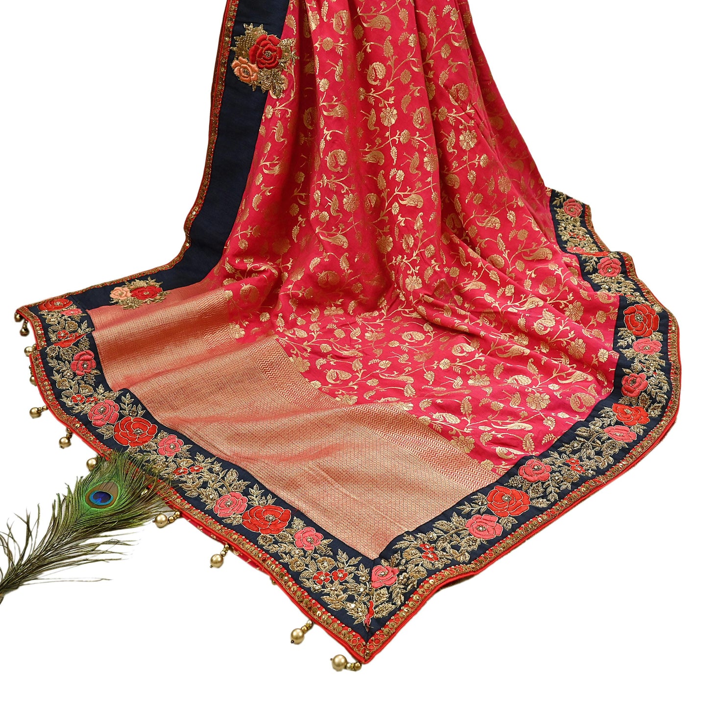 Rare Vintage Sari Pink Pure Silk Hand Embroidered Sarees Designer Sabyasachi 6Yd Sewing Ethnic Bollywood party wear saree