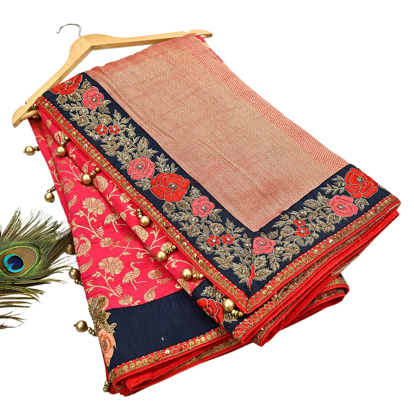 Rare Vintage Sari Pink Pure Silk Hand Embroidered Sarees Designer Sabyasachi 6Yd Sewing Ethnic Bollywood party wear saree