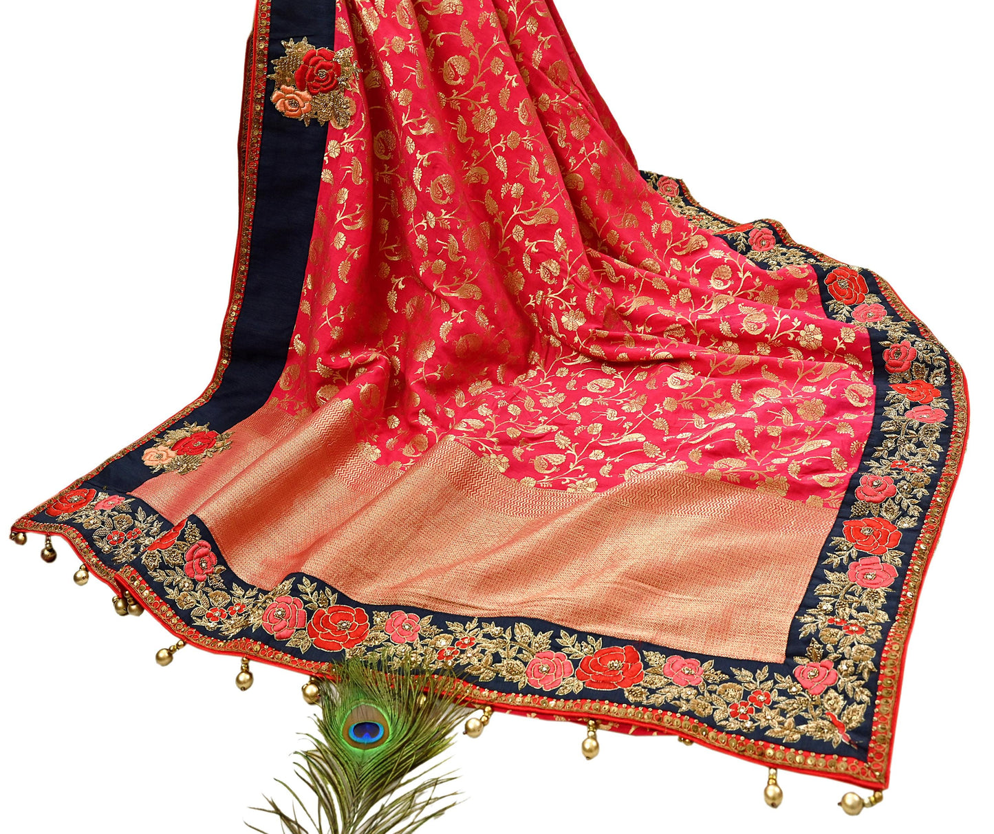 Rare Vintage Sari Pink Pure Silk Hand Embroidered Sarees Designer Sabyasachi 6Yd Sewing Ethnic Bollywood party wear saree