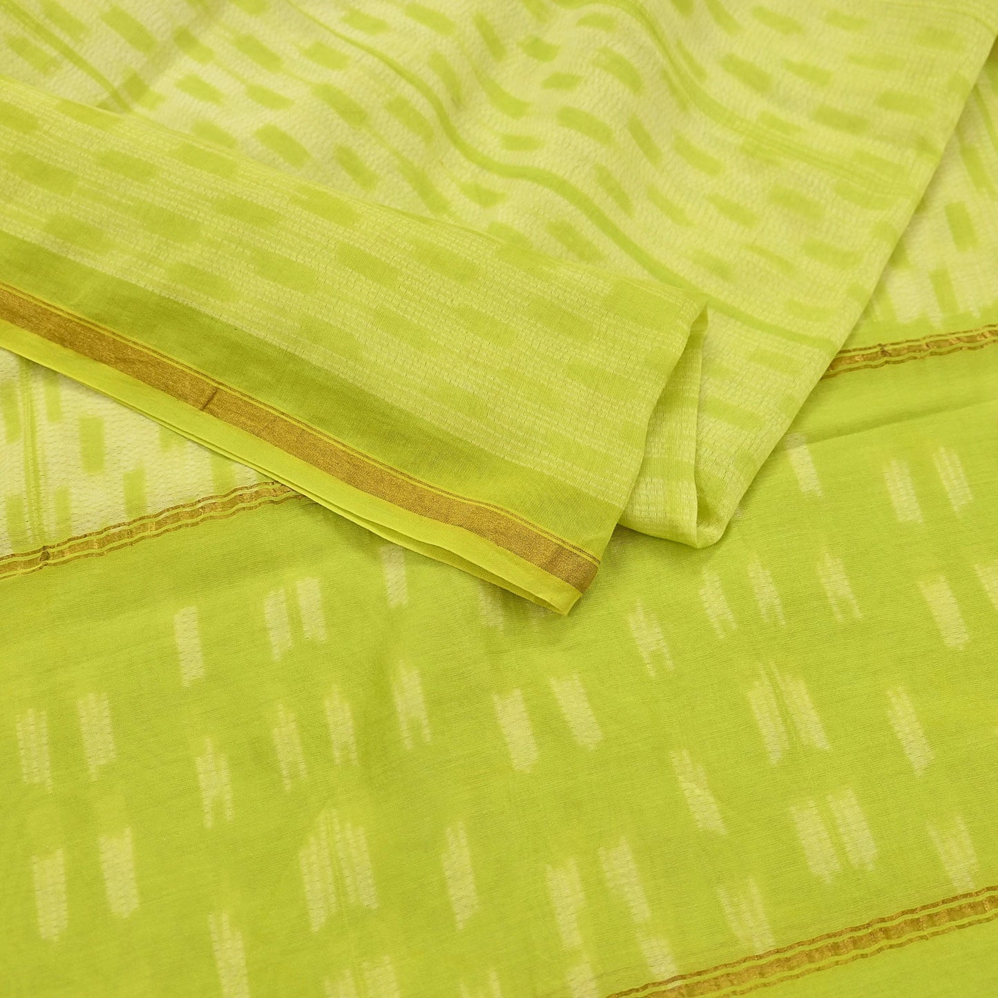 Indian Vintage Dupatta Green Dupatta Long Stole Block Print Pure Chanderi Silk Scarves Veil Golden Zari