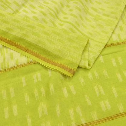 Indian Vintage Dupatta Green Dupatta Long Stole Block Print Pure Chanderi Silk Scarves Veil Golden Zari