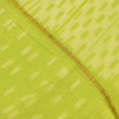 Indian Vintage Dupatta Green Dupatta Long Stole Block Print Pure Chanderi Silk Scarves Veil Golden Zari