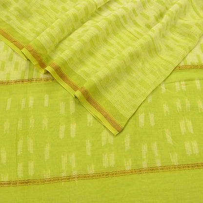 Indian Vintage Dupatta Green Dupatta Long Stole Block Print Pure Chanderi Silk Scarves Veil Golden Zari