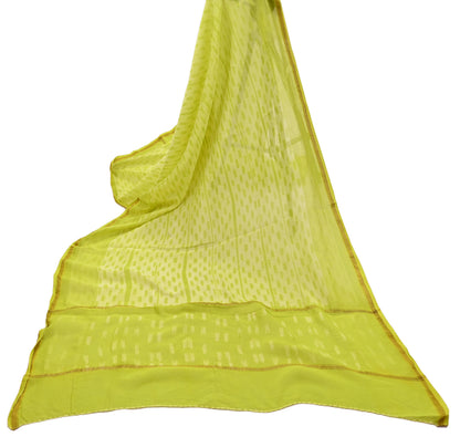 Indian Vintage Dupatta Green Dupatta Long Stole Block Print Pure Chanderi Silk Scarves Veil Golden Zari