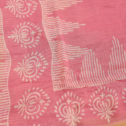 Indian Vintage Dupatta Peach Dupatta Long Stole Block Print Pure Chanderi Silk Scarves Veil Golden Zari