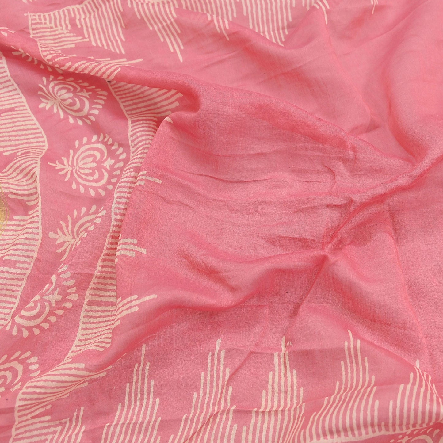 Indian Vintage Dupatta Peach Dupatta Long Stole Block Print Pure Chanderi Silk Scarves Veil Golden Zari