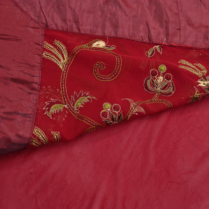 Indian Vintage Sari Red Pure Georgette Silk Hand Embroidered Sarees Craft Fabric 5Yd Sewing Soft Ethnic Wedding Sarees with Blouse Fabric