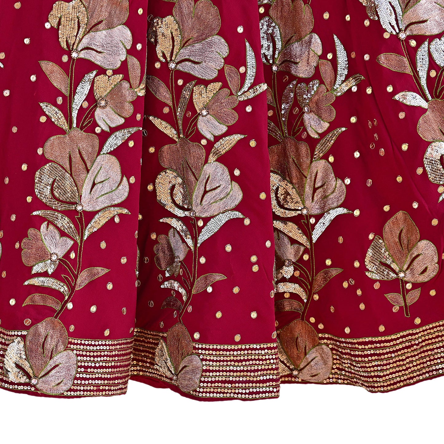 Indian Vintage Heavy Red Pure Georgette Silk Hand Embroidered Lehenga/Dupatta party Wear Zardozi/ Dabka, Zari