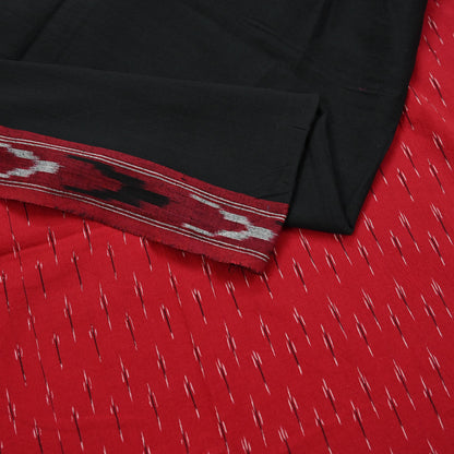Indian Vintage Dupatta Red & Black Long Stole Hand woven Sambalpuri Ikat Hijab Pure Cotton Scarves Veil
