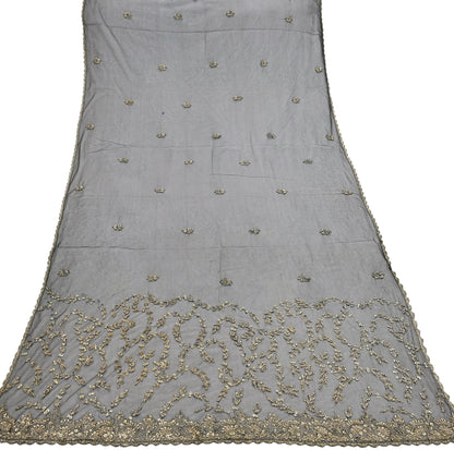 Indian Vintage Heavy Black Dupatta Net Mesh Long Stole Hand Embroidered Scarves Golden Zardozi Zari Sequins Stole