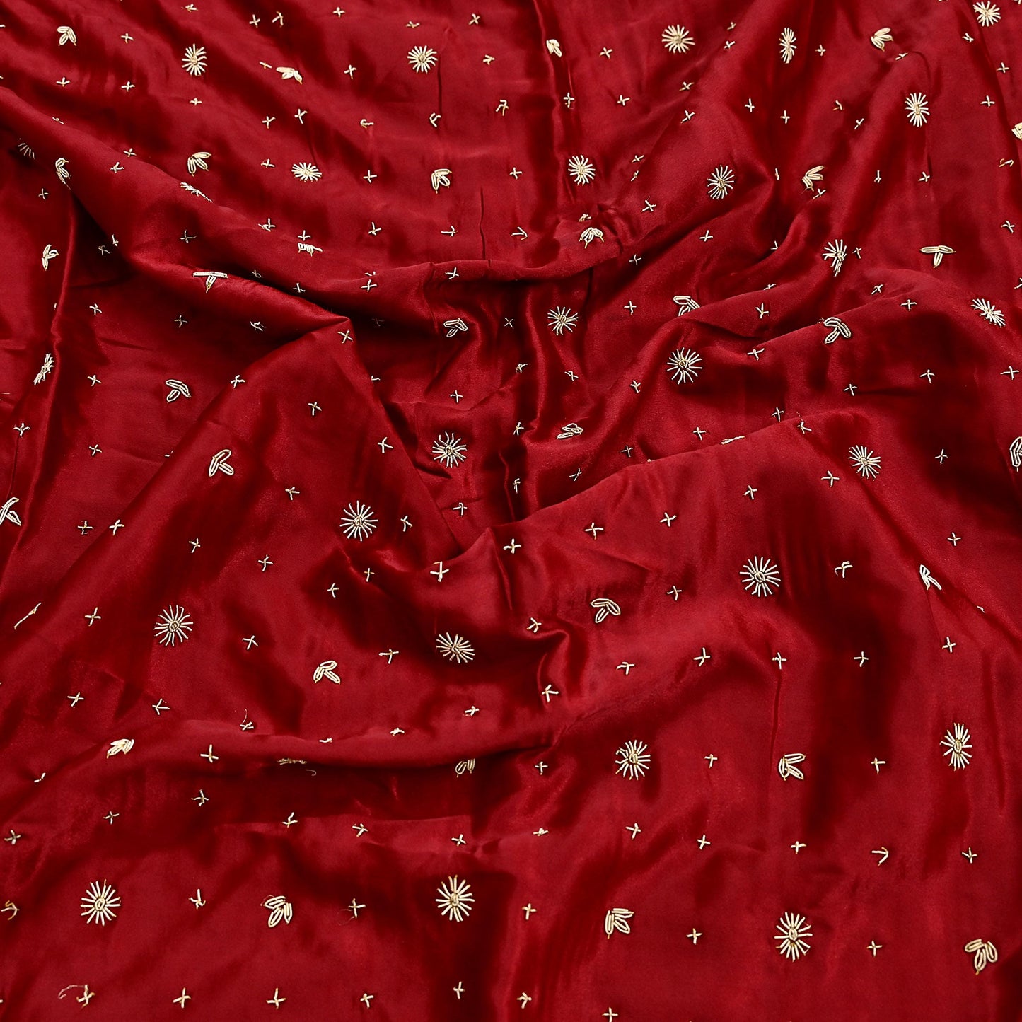 Indian Vintage Heavy Wedding Red Dupatta Pure Satin Silk Long Stole Hand Embroidered Scarves Golden Zardozi Bridal Heavy Dupatta hijab veil