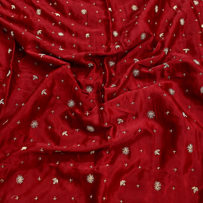 Indian Vintage Heavy Wedding Red Dupatta Pure Satin Silk Long Stole Hand Embroidered Scarves Golden Zardozi Bridal Heavy Dupatta hijab veil