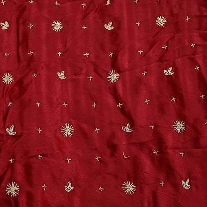 Indian Vintage Heavy Wedding Red Dupatta Pure Satin Silk Long Stole Hand Embroidered Scarves Golden Zardozi Bridal Heavy Dupatta hijab veil