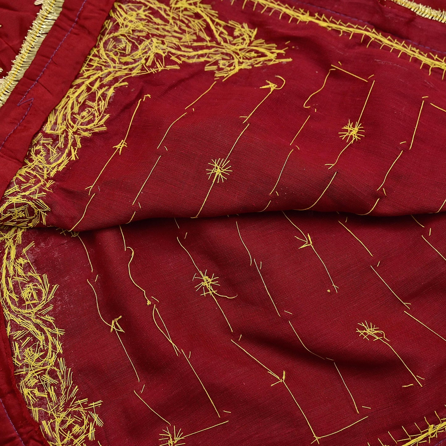Indian Vintage Heavy Wedding Red Dupatta Pure Satin Silk Long Stole Hand Embroidered Scarves Golden Zardozi Bridal Heavy Dupatta hijab veil
