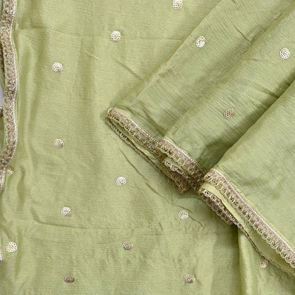 Indian Vintage Dupatta Pista Green Artificial Silk Long Stole hand Embroidered Leheria Scarves Floral Design Stole Veil Wrap